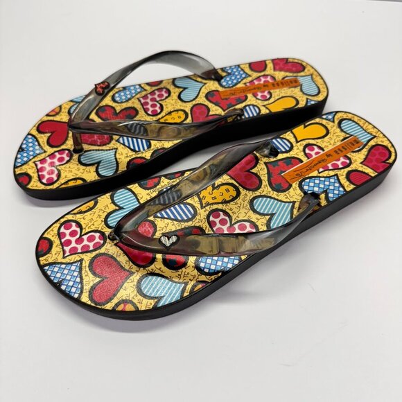 Mellisa by Romero Brito Flip Flops Women's Size 10 Multicolor Brazilian Artist - Picture 3 of 13